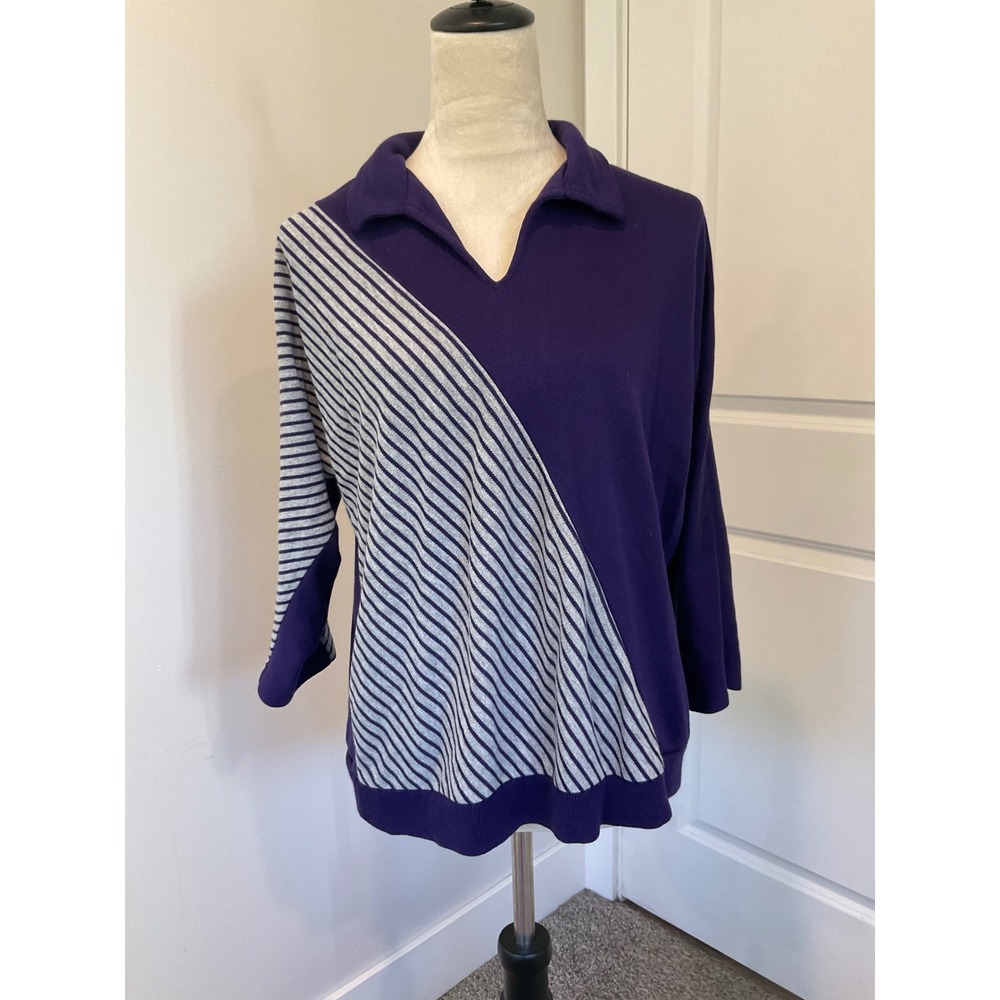 Vintage 80s Graff Californiawear Asymmetrical Polo Knit Top USA Made Retro